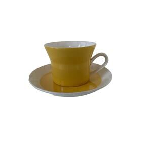 Vintage Ben Siebel Duplex Yellow Striped Cup and Saucer MCM